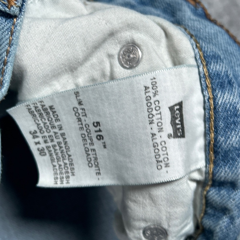 Levi's denim jeans mens 34x30 Light Blue 516 Slim Fit Casual Workwear - Picture 11 of 16